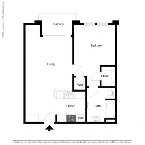 Boulevard on Wilshire Apartments 1 Bed 1 Bath Floor Plan